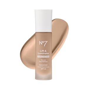 No7 Lift & Luminate Triple Action Serum Foundation – Liquid Makeup with SPF 15 for a Dewy, Glowy Base – Radiant Formula for Mature Skin – Cool Ivory (1 Fl Oz)