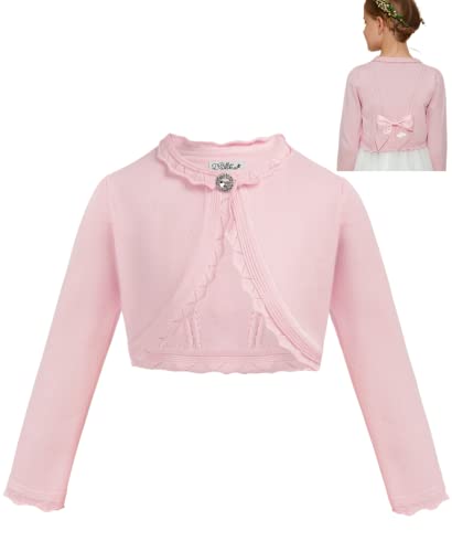 Danna Belle Fille Boléro Manche Longue Gilets, Filles Bolero Cardigan, 4 Ans, Rose Cover