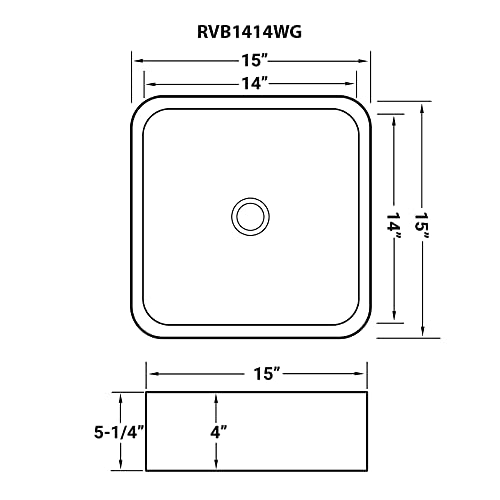 Ruvati 15 X 15 Inch Gold Bathroom Vessel Sink Square Decorative Art Above Vanity Counter White Ceramic - Rvb1414Wg #TOP6