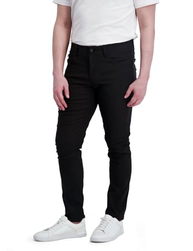 DKNY Men's Travel Pants - Stretch Performance, Skinny Fit Chinos with Zipper Pockets | Business Casual Pants for Men Black