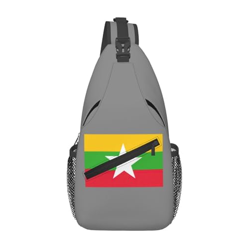 Sac à dos croisé drapeau du Myanmar pour randonnée et trajets quotidiens