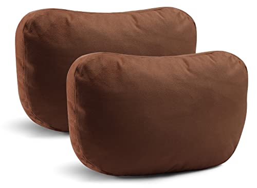 Image of 2Pcs Super Soft Car Headrest Pillow, Car Neck Pillow with Adjustable Strap & Breathable Removable Cover, Balance Neck Pillow Designed to Relieve Neck Pain and Muscle Tension (Reddish Brown)
