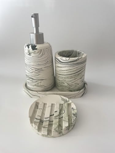 Générique - Set d'accessoires de salle de bain (Marbré vert)