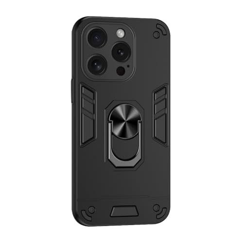 Image of Amazon Basics Kickstand Mobile Cover (360 Rotating Ring Holder) for Apple iPhone 15 Pro (Black)