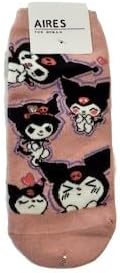 Women's Kawaii Cartoon Character Ankle and Crew Socks, Cute Design, 4 Pairs