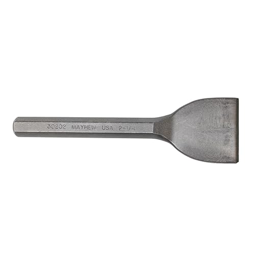 Image of Mayhew Tools 35702 Mason Chisel, 2-1 /4 inch x 7-3 /4 inch Carded, Shot Blast Finish