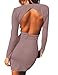 Haola Women's Deep V Neck Bodycon Dress Long Sleeve Backless Sexy Club Party Dresses