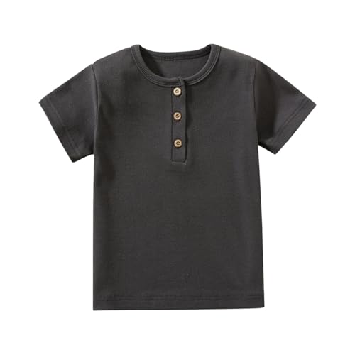 Little Boys Short Sleeve Henley Shirt Kids Casual Button Down Summer Lightweight T-Shirts Teen Basic Cotton Crewneck Tops Tee
