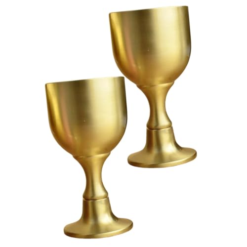 Lurrose Calice in Rame Massiccio 2 Pezzi, Tazza da Liquore Retrò Compatta per Uso Domestico, Coppa di Vino Cinese Decorativa per Feste e Regali