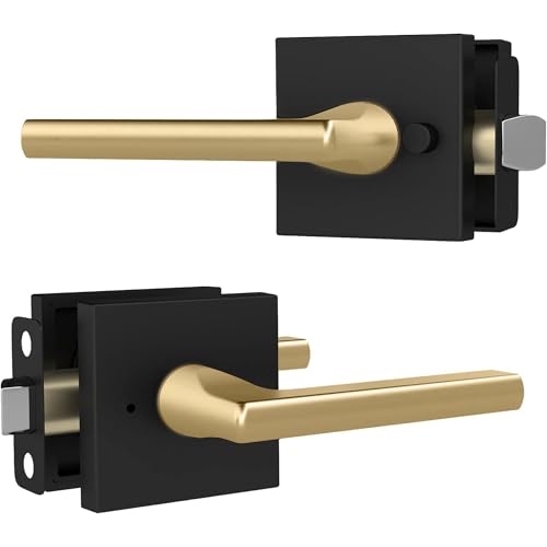 Image of Mega Handles Prime Privacy Lever Door Handle for Hallway, Closet and Bathroom, Keyless Design Door Levers, Fits All Standard Door Sizes, Covered Screws Included - Matte Black /Satin Brass (1 Pack), 5 inch