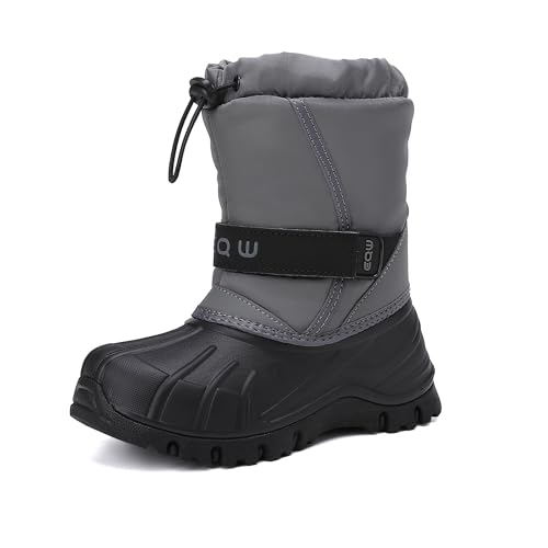 EQW Kids Snow Boots Waterproof Winter Boots for Boys & Girls Slip-on Warm Fur Lined Non-Slip Insulated Ankle Shoes