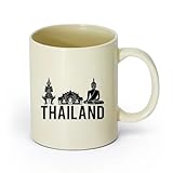 AYUEHBN cerámica Tazas personalizadas Meditación de Buda, hinduismo, Tailandia, tailandés （11oz/320ml） Apto para lavavajillas y microondas, para la oficina y el hogar Amarillo claro