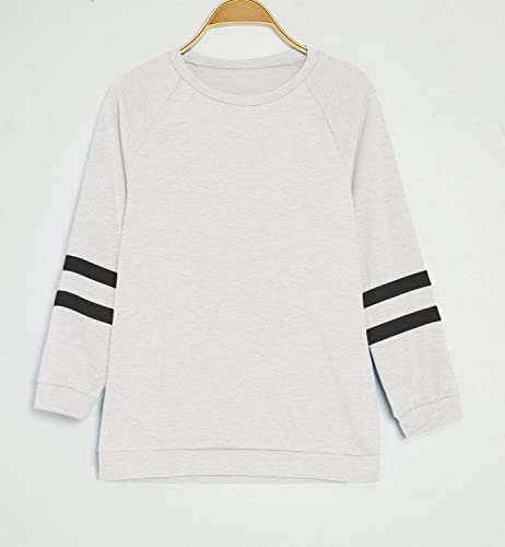 Image of Apbondy Girls Shirts Casual Long Sleeve Crewneck Loose Striped Sweatshirts Pullover Tops