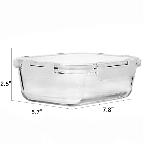 [8-Pack,30 oz]Glass Meal Prep Containers,MCIRCO Glass Food Storage Containers,Airtight Glass lunch Containers with Lids - BPA-Free Microwave, Oven, Freezer and Dishwasher, White