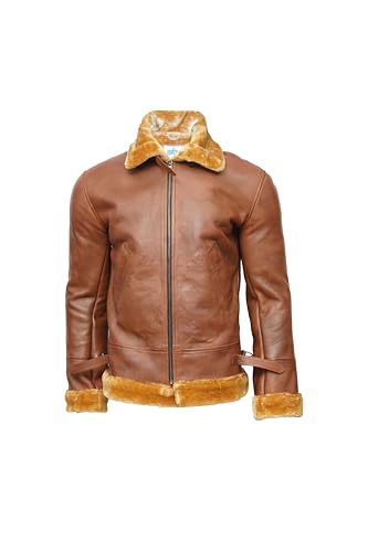 B3 Bomber Sheepskin Shearling Leather Jacket Raf Aviator Fighter Pilots WW2 Winter Fur Jacket For Men