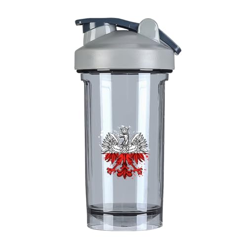 Eagle Poland Poles Flag 5 18 Ounce Shaker Bottle Drink Mixer Leak-proof Pre Workout Protein Shakes Meal Replacement Shakes Bottles 500ML/18 Oz Gray