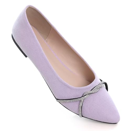 Image of TN TANGNEST Womens Casual Flats Chain Ballet Flats | Fashion Pointed Toe Rhinestone Flats, Comfort Slip On Dress Shoes for Business Work Office Wedding Party