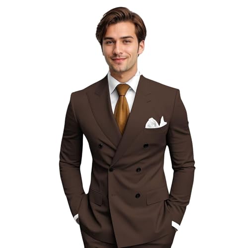Men Suits 3 Piece Double Breasted Suit Men Slim Fit Blazer Jacket Pants Sets Wedding Prom Suit