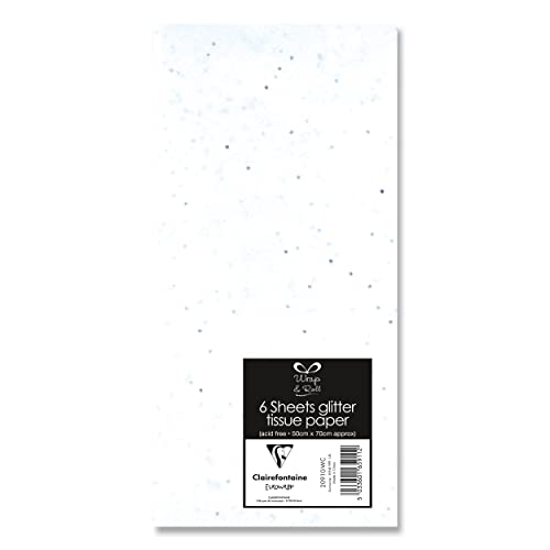 Clairefontaine – 20910-WC – Papier de soie - Paquet de 6 feuilles pliées - Dimensions : 50x70cm - Motif : Blanc, Foil - Emballage Cadeau, Personnalisation Cadeau, Loisirs Créatifs