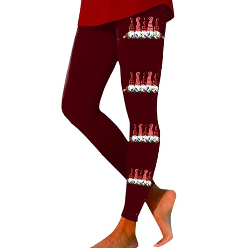 Leggings de invierno Navidad para mujer con tallas grandes para deporte y yoga, cómodo polainas medias polar con forro, vino., XL