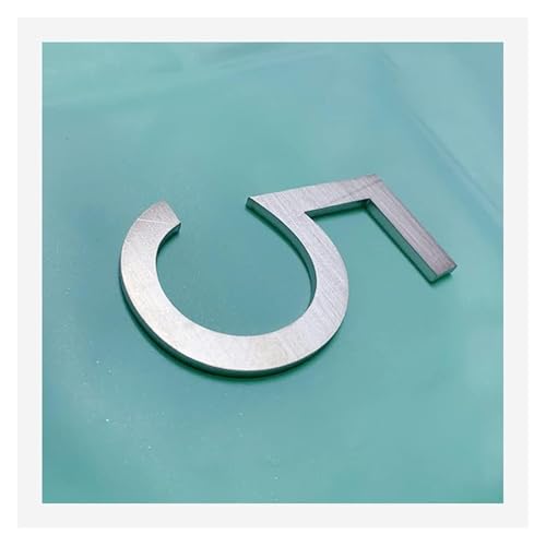 Targhetta con numero civico, Targa autoadesiva in acciaio inossidabile da 60 mm, targa in metallo for porta di casa, numeri civici for cassette postali(Number 5)