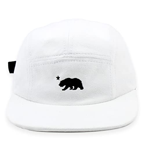 Boné Five Panel Aba Reta Em Camurça Urso Snapback Cor:Branco