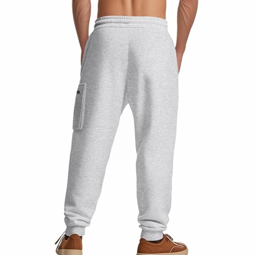 Elastic Waist Sweatpants for Men Cotton Loose Straight Sweatpants Stretch Outdoor Work Pant with Multi Pockets3