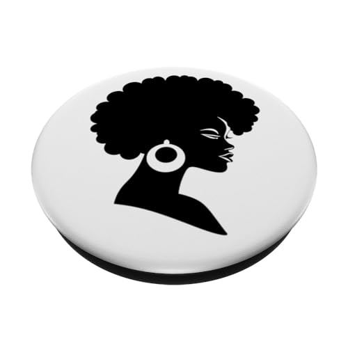 Afro Hair African Soul 70s 80s Funk Melanin for a Woman PopSockets Swappable PopGrip, Black - Image 2