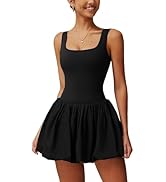 ABOCIW Womens Bubble Tennis Dress Squre Neck Sleeveless Workout Golf Athletic Dresses Build in Sh...