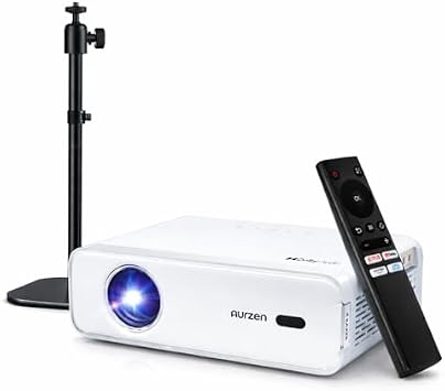 Aurzen EAZZE D1 Projector Body + Height Adjustable Stand Set | Full HD 1080P 200ANSI| Ceiling Projection Support|Auto Correction, Auto Focus|Dolby Audio|WiFi 6|Netflix Compatible