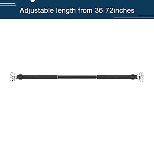 Orger 2 Pack Black Single Drapery Rod, 3/4 Inch Diameter Standard Crystal Curtain Rod Adjustable Length From 36" Extends To 72", Decorative Window Treatment Rod With Clear Diamond Finials #TOP3