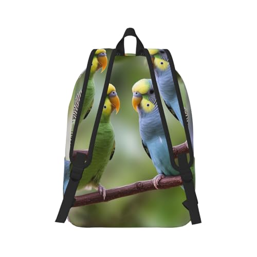 Canvas Backpack Blue and Green Parakeets Travel Laptop Backpack Casual Daypack Carry On Rucksack for Men Women Medium3