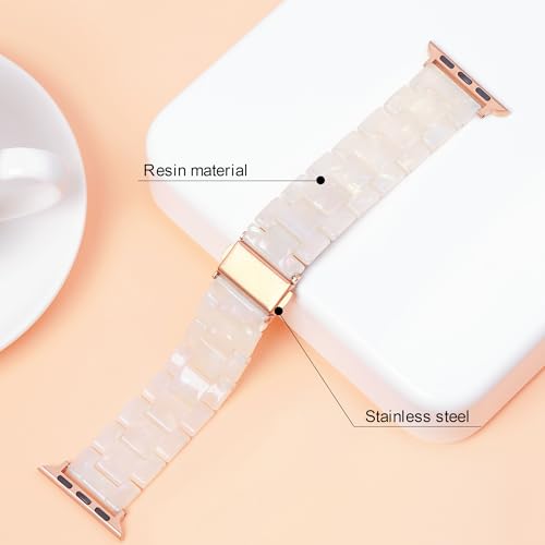 Image of iiteeology Compatible with Apple Watch Band 42mm 41mm 40mm 46mm 45mm 44mm, Light Resin with Stainless Steel Replacement Wristband for iWatch Ultra 3 /Ultra 2 49mm Series 11-1 SE 3