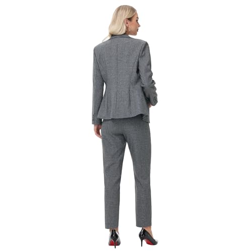 Lamgool Women's Suit Set 2 Piece Business Office Notch Lapel One Button Blazer and Pant Suit for Work3