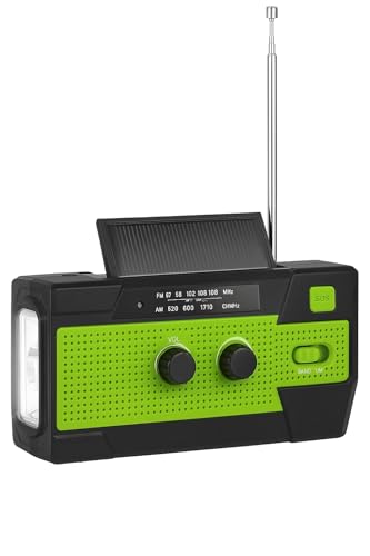 Zuno 4000 mAh Emergency Solar Hand-Crank Radio – AM/FM/SW Weather Radio, USB Phone Charger, LED Torch & SOS Alarm, Motion Sensor Reading Light for Camping & UK Power Cuts