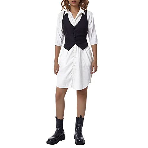 Women's V Neck Button Down Crop Vest Top Business Sleeveless Waistcoat Vintage Grunge Suit Vest Y2K Streetwear2