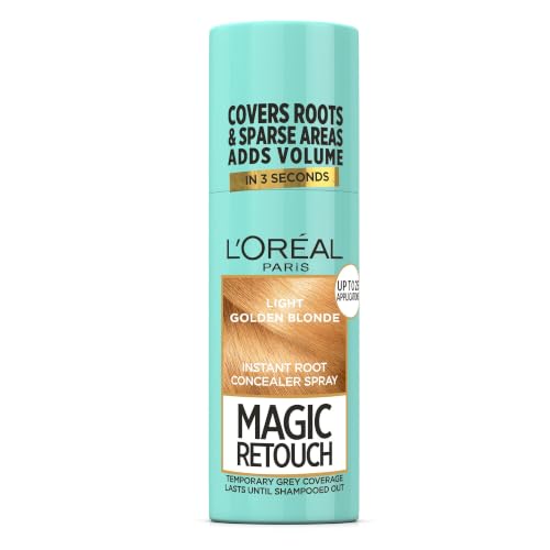 LOréal Paris Light Golden Blonde Magic Retouch Hair Colour Root Concealer Spray (75ml) Instant 100% Grey Coverage & Flawless Blend Quick & Easy Application
