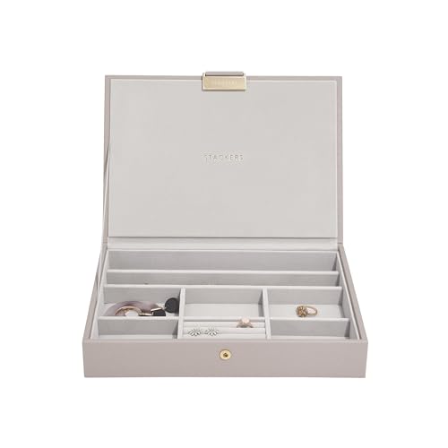 Tapa clásica de rafia gris pardo Stackers para evitar enredos y proteger joyas 2