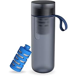 Filtro Para Eliminar Cloro Del Agua Philips - AWP2712 - Botella Filtro de Agua Go Zero Active, Modelo Fitness, Elimina el cloro y mejora el sabor, Libre de BPA, 600 ml, Azul Oscuro