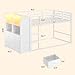BTHFST Bunk Bed Twin Over Twin with 6 Large Fabric Drawers & 4 Wooden Storage Bookshelf Organizer, Metal Low Bunk Bed for Kids with LED Lights & Safety Ladder and Guardrail, Space Saving