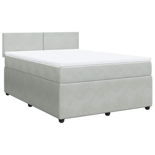 lattenroste kopfteil Bett metallbett betten, bettrahmen Boxspringbett mit Matratze Blau 200x200 cm StoffGeeignet für Schlafzimmer – Bild 3