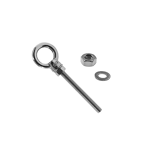 Image of Threaded Eyebolts,Heavy Duty Long Threaded Eye Bolts,Stainless Steel Marine Grade Shoulder Lifting Ring with Nuts Washers 5 Pack M8*80