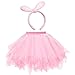 EQLEF Tutu Danza, Adorabile Elastico Rosa Tutu Gonna Tre Strati Strati Petticoat Ragazza Festa Tutu Dress Costume con Un Carino Rosa Orecchie da Coniglio Fascia