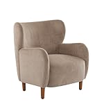 Christopher Knight Home Dolly Mid-Century Modern Velvet Upholstered Wingback Club Chair, Living Room Lounge Chair for Relaxation, Reading Armchair, Solid Wood Living Room Accent Chair, Camel+Brown - Image 5