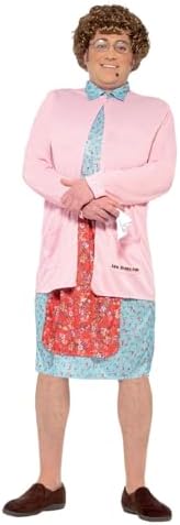 Smiffys Mrs Brown Padded Costume, Pink Dress, Cardigan, Wig, Glasses, Handkerchief & Mole, Officially Licensed Mrs Brown's Boys Fancy Dress, Adult Dress Up Costumes