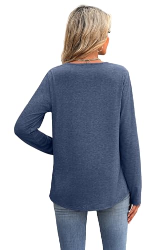 Image of XIEERDUO Boho Tops for Women Blouses Dressy Casual V Neck Long Sleeve Shirts Fall Outfits Trendy Vacation Clothes