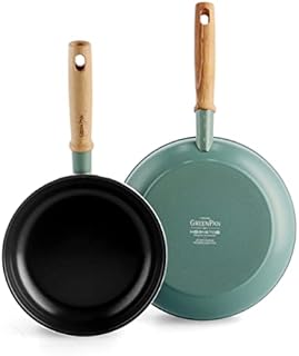 GreenPan Frying Pan Set with Slotted Turner, Non Stick, Toxin Free Ceramic Pans - Induction & Oven Safe Cookware - 20/24 cm, Blue