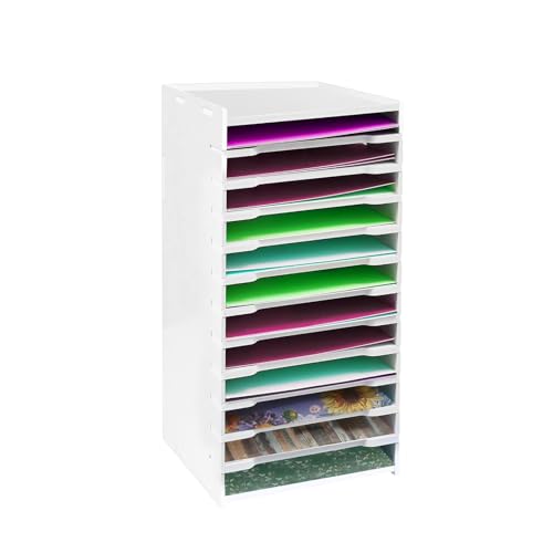 Image of Scrapbook Paper Organizer for Desk 6 x 6'', 12 Tier Scrapbook Paper Storage Rack for Home Office