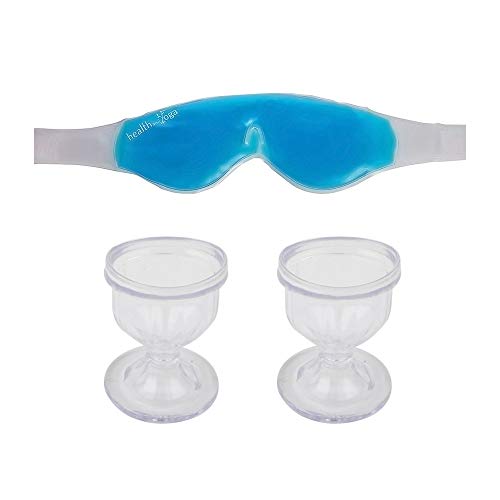 HealthAndYoga™ Eye Care Kit - Combo of 2 ChillEyes Eye Wash Cups + 1 Relaxing Gel Eye Mask - Removes Tiredness, Eye Strain, Dark Circles - Helps to Sleep - Washes dust & Makeup