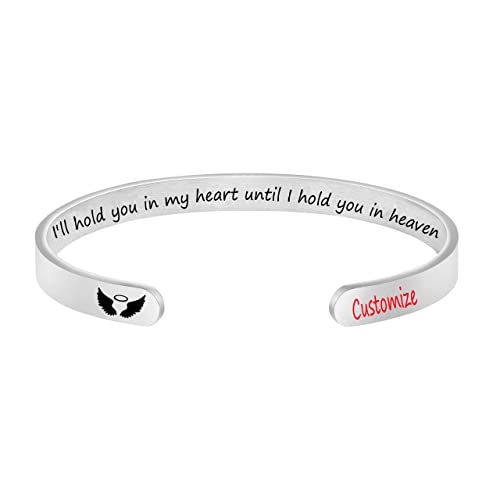 Memorial Gifts for Loss of Mom Dad in Memory of Jewelry Custom Bracelet Bereavement Cuff Secret Message Engraved Grief Gifts for Women